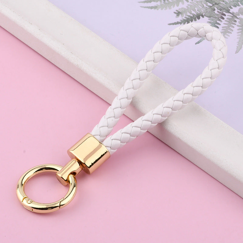 Wholesale PU Leather Woven Lanyard Keychain